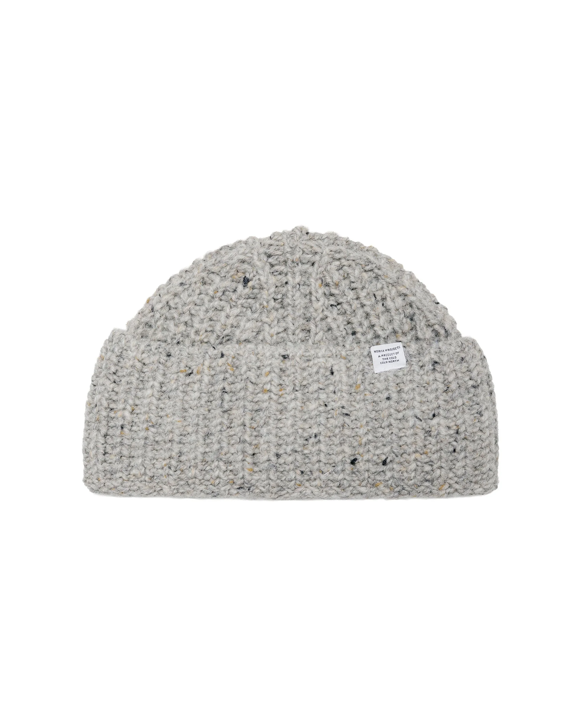 Donegal Wool Rib Beanie Light Grey Melange - 1