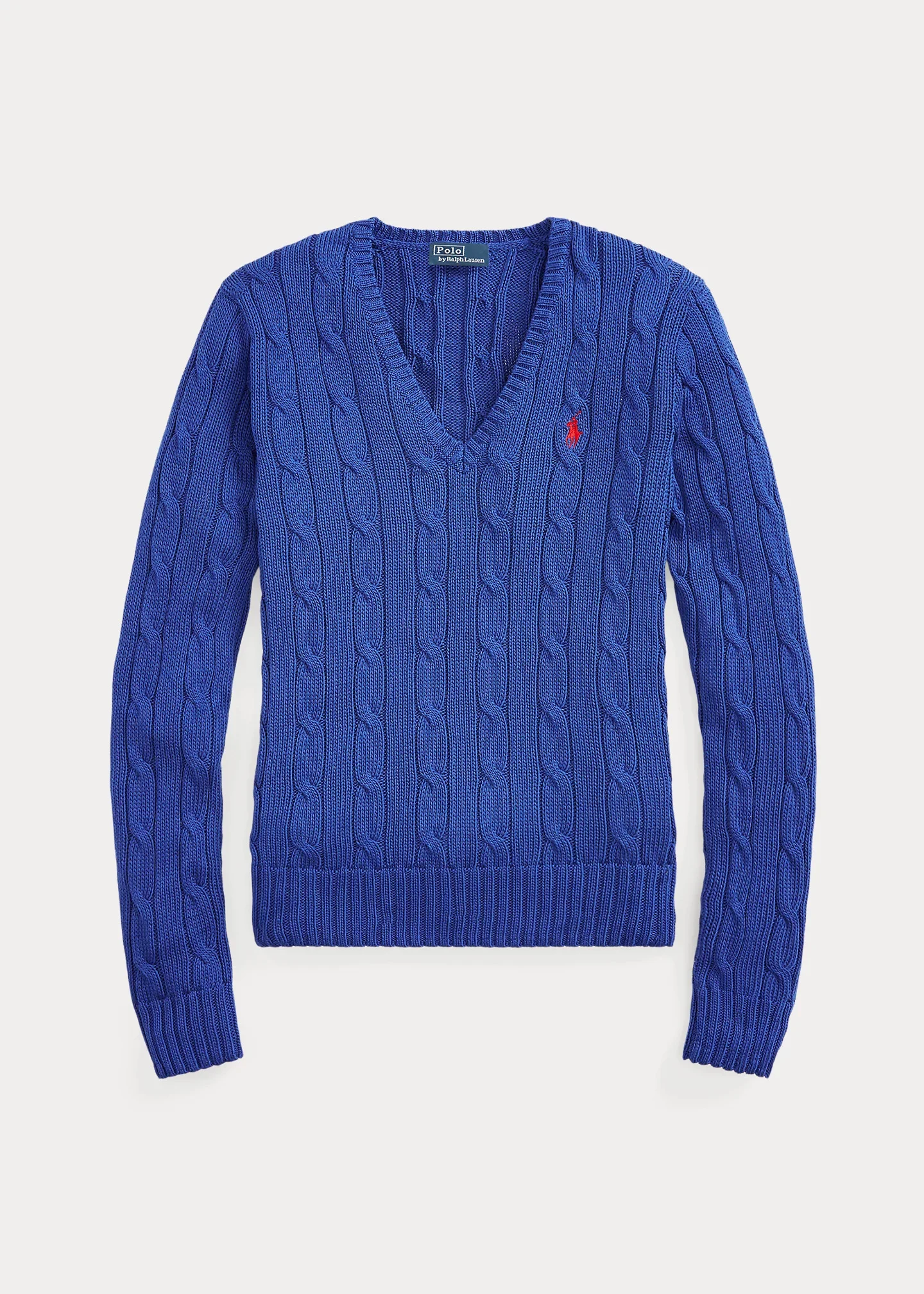 Cable-Knit Cotton V-Neck Sweater - 1