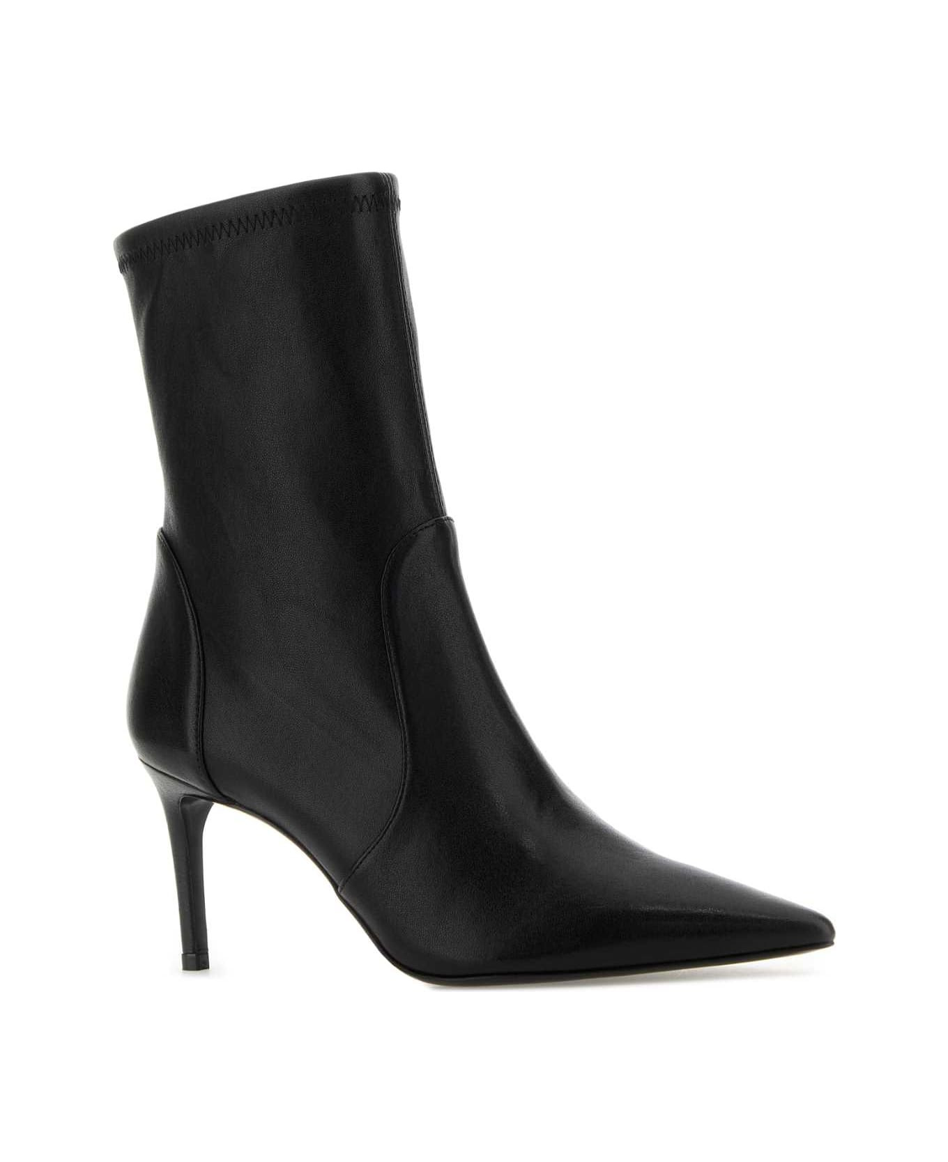 Black Leather Stuart Power Ankle Boots - 2
