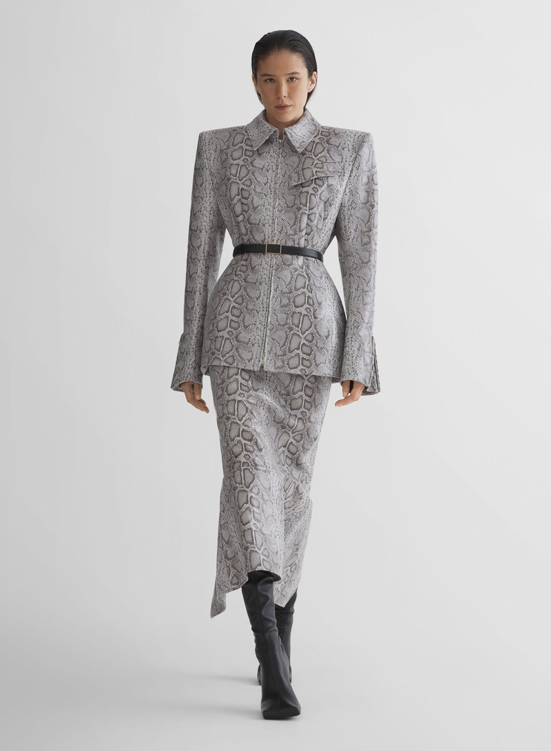 python-embossed leather slit mermaid skirt 1