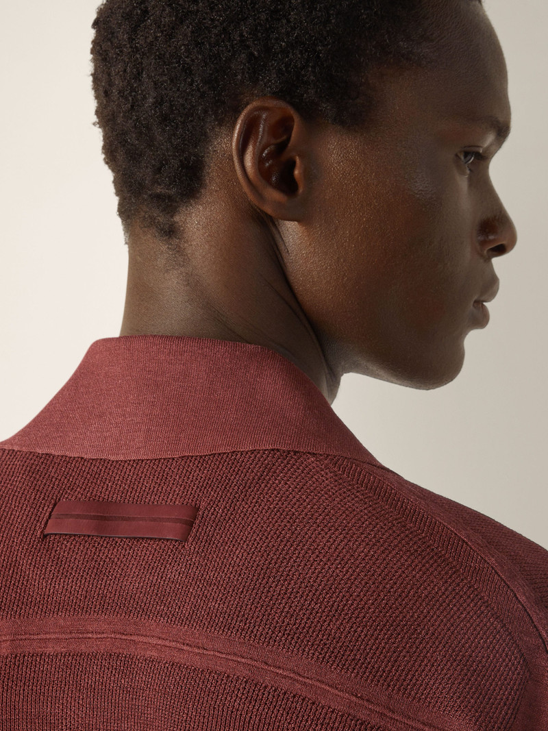 ZEGNA DARK BURGUNDY OASI LINO POLO SHIRT outlook