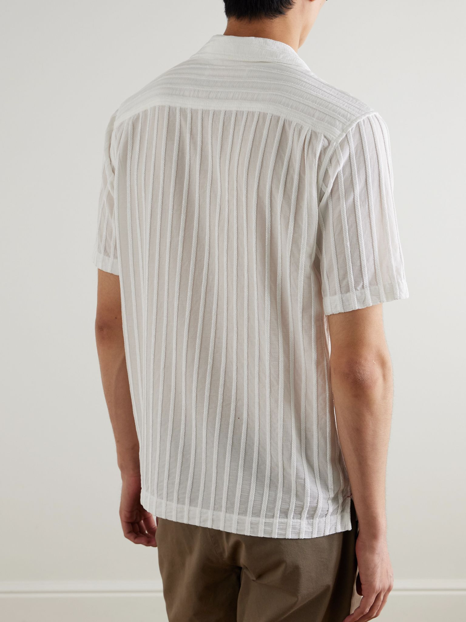 Maitan Camp-Collar Chenille-Jacquard Shirt White - 4