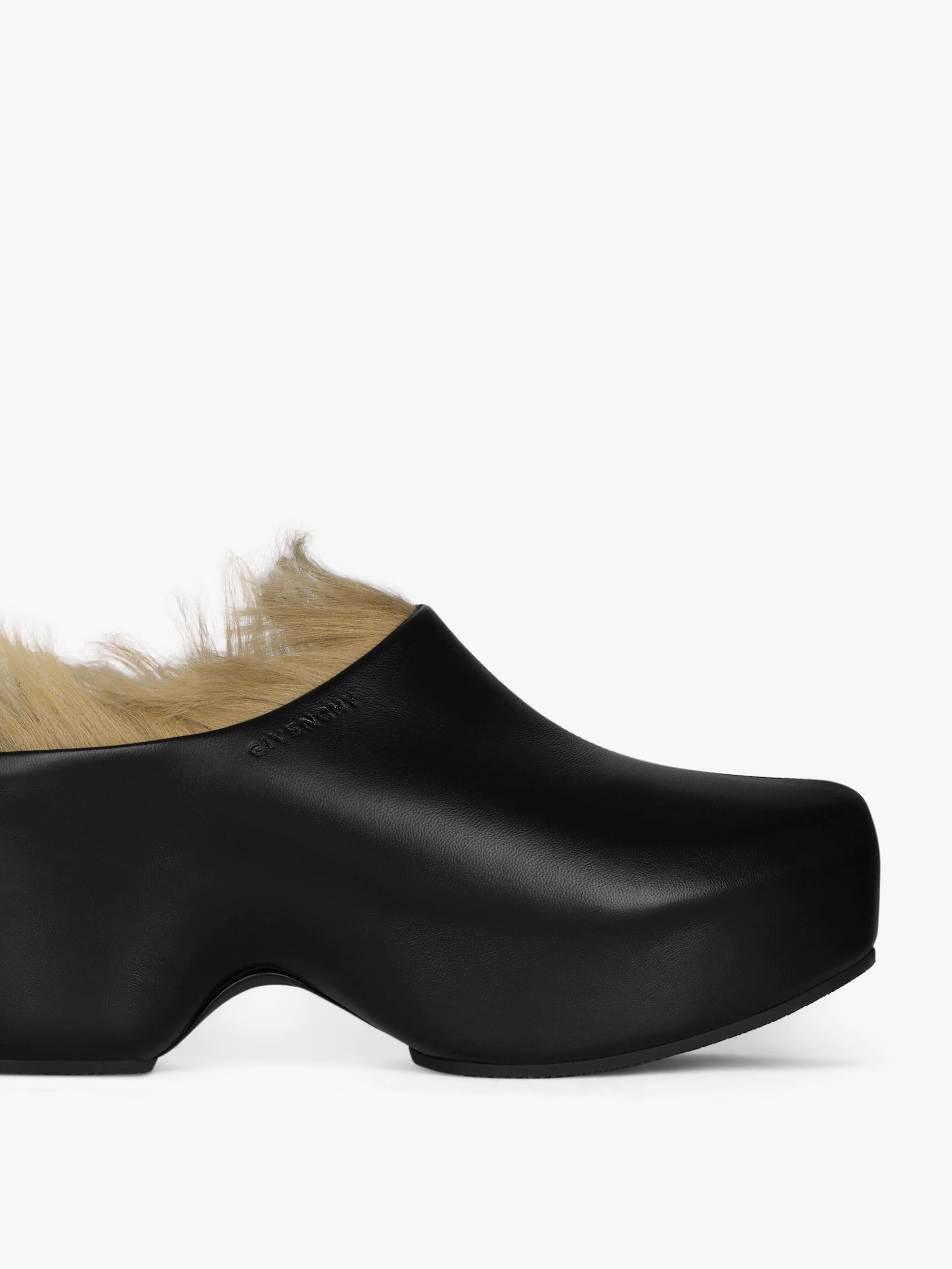 G CLOGS IN LEATHER AND FAUX FUR - 5