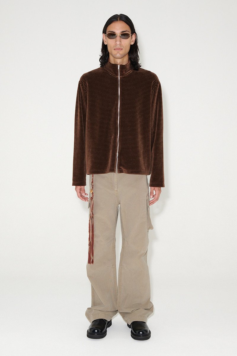 Our Legacy Shrunken Fullzip Polo Scoobie Stripe Velour outlook