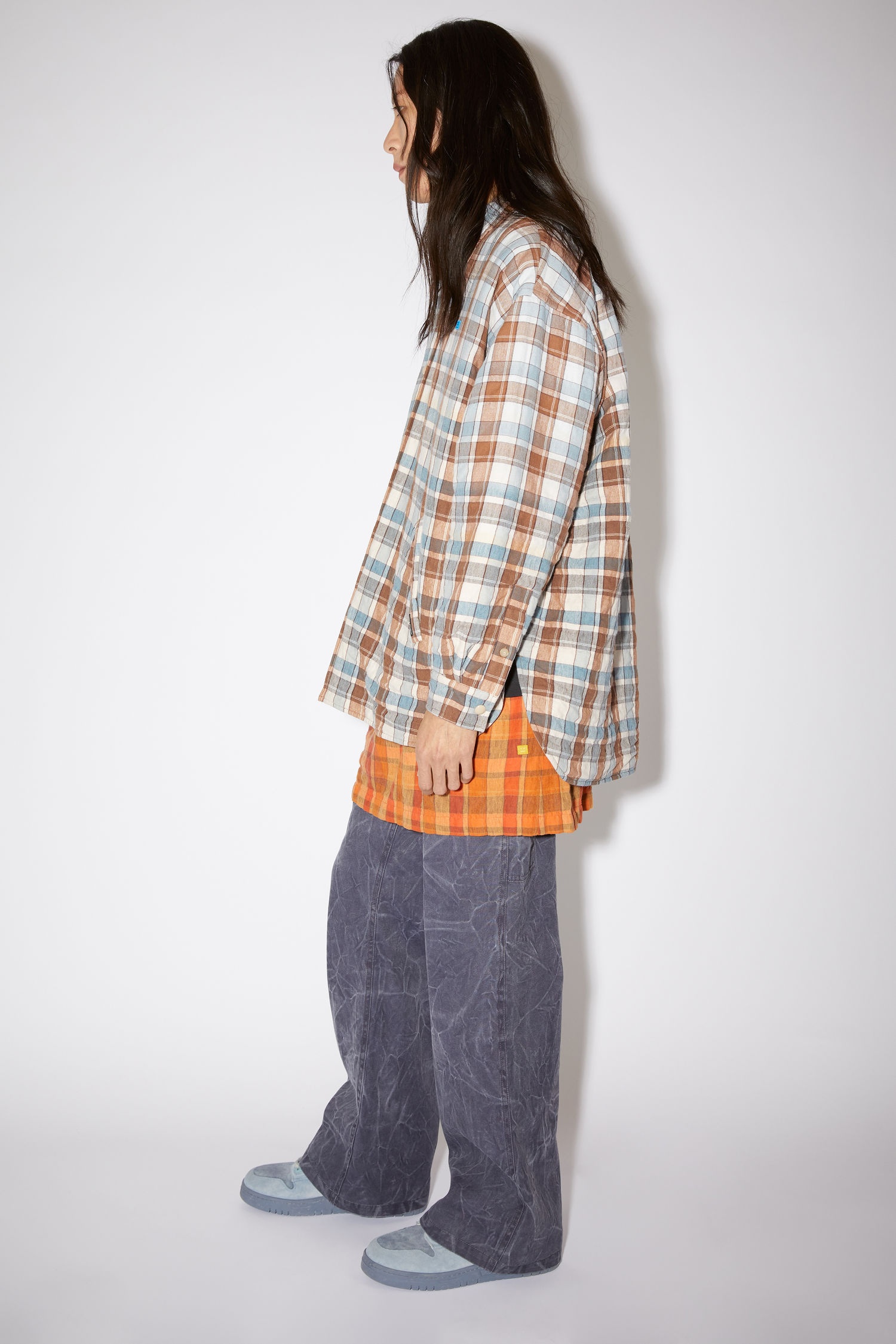 Oversized shirt - Blue/peach - 4