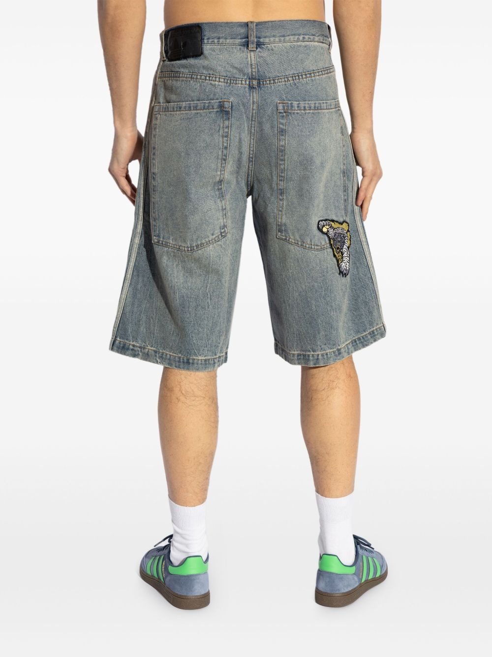 wide-leg denim shorts - 4