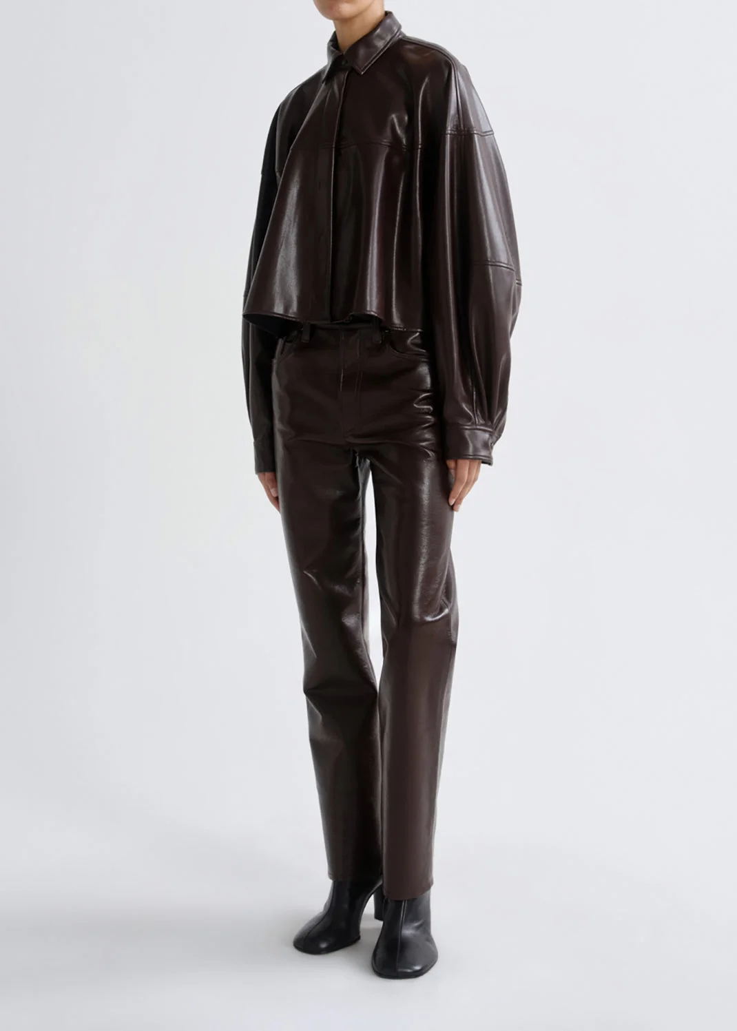 AGNES SHIRT (VEGAN LEATHER) IN MADERA - 1