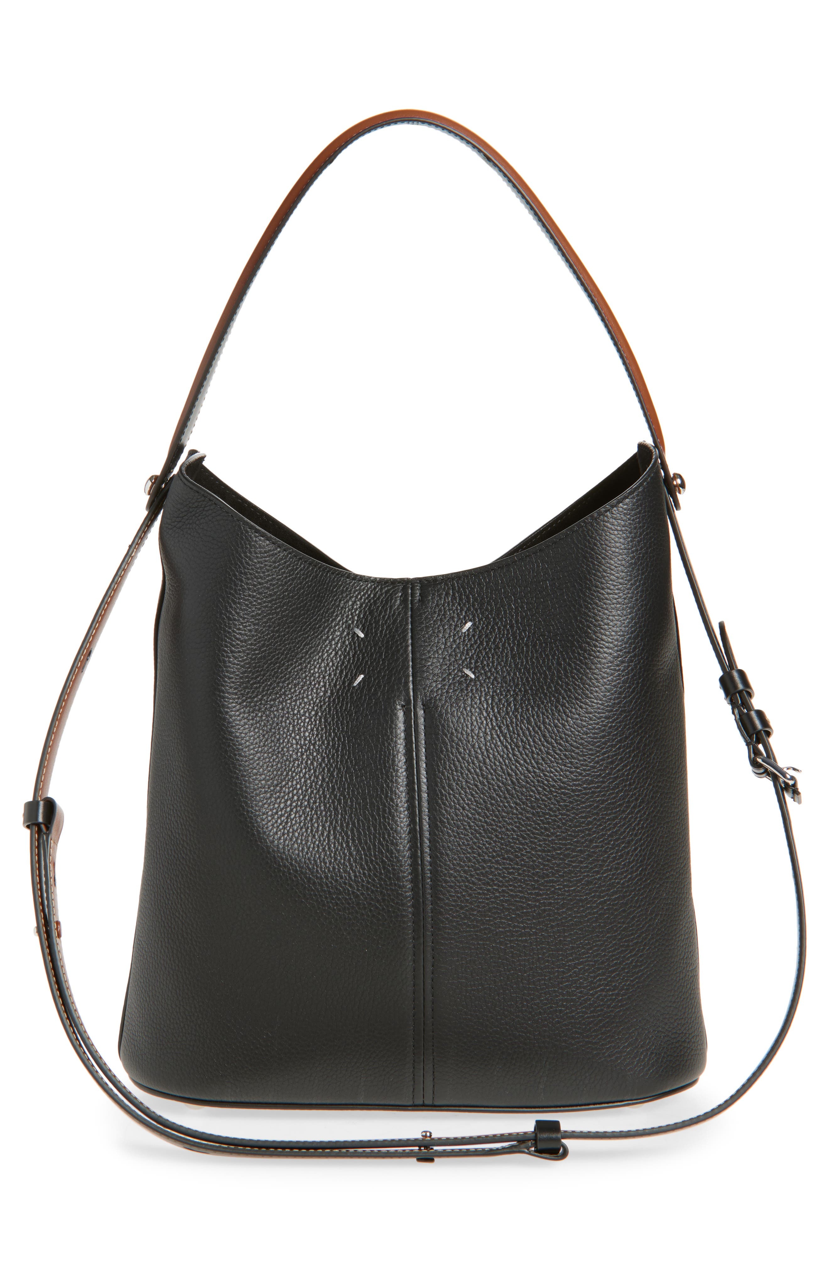 Maison Margiela Dress-age Leather Hobo Bag in Black/Chestnut/Black at Nordstrom - 4