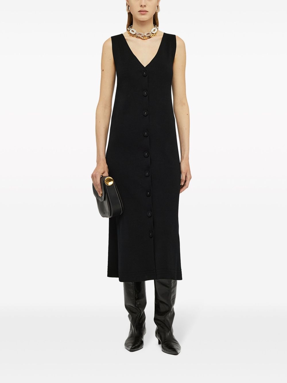 V-neck knitted midi dress - 2