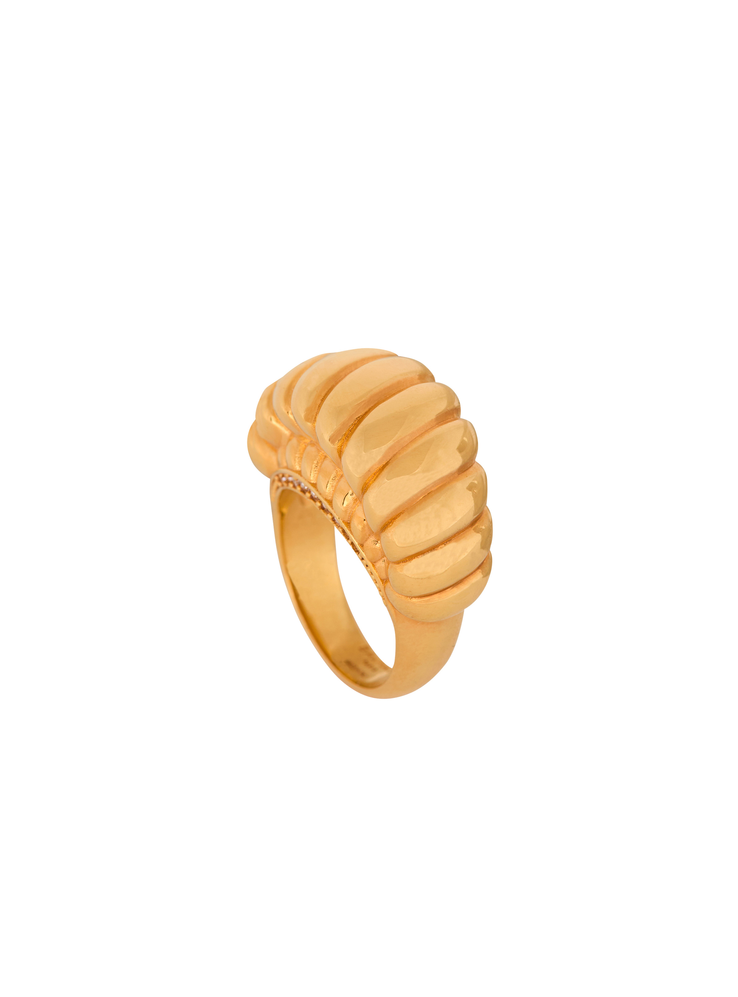 Snail ring in brass and crystals - 3