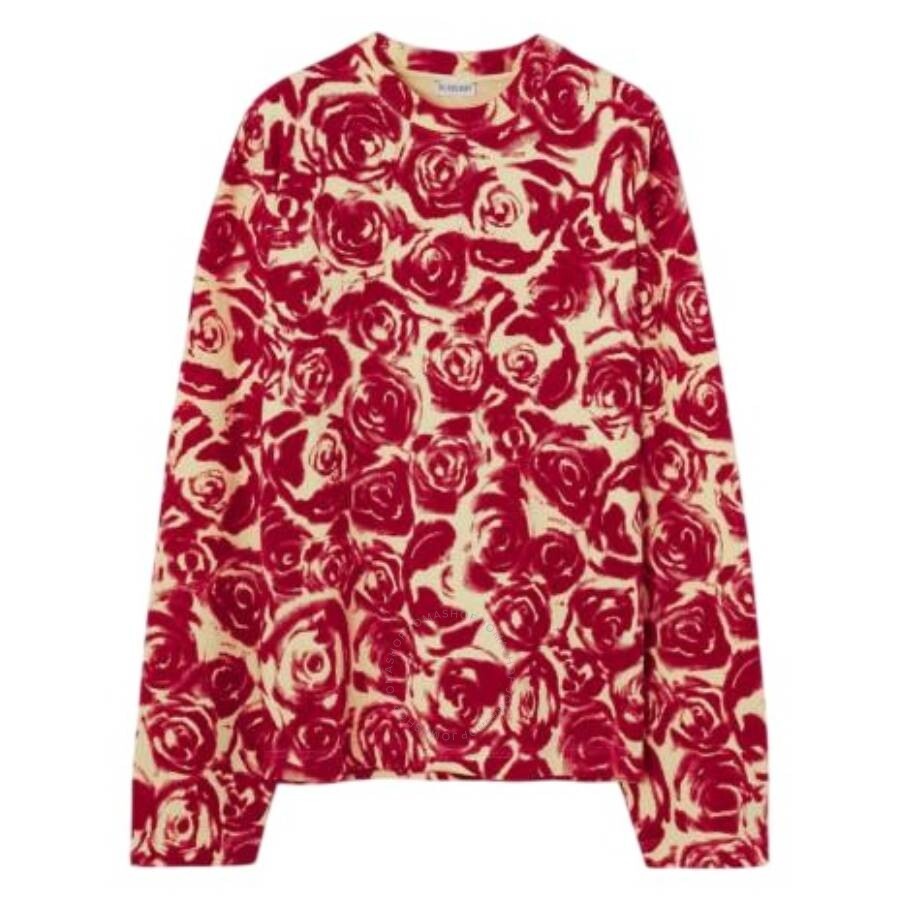 Burberry Rose-Print Long Sleeve Cotton Top - 5