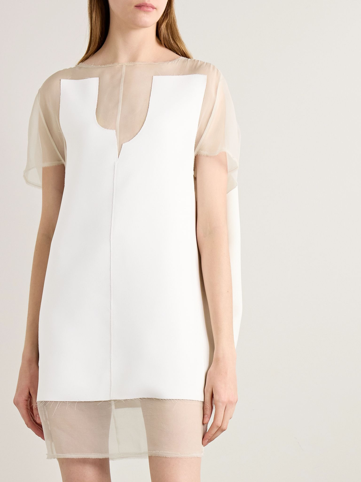 Winona paneled crepe and chiffon mini dress White - 3