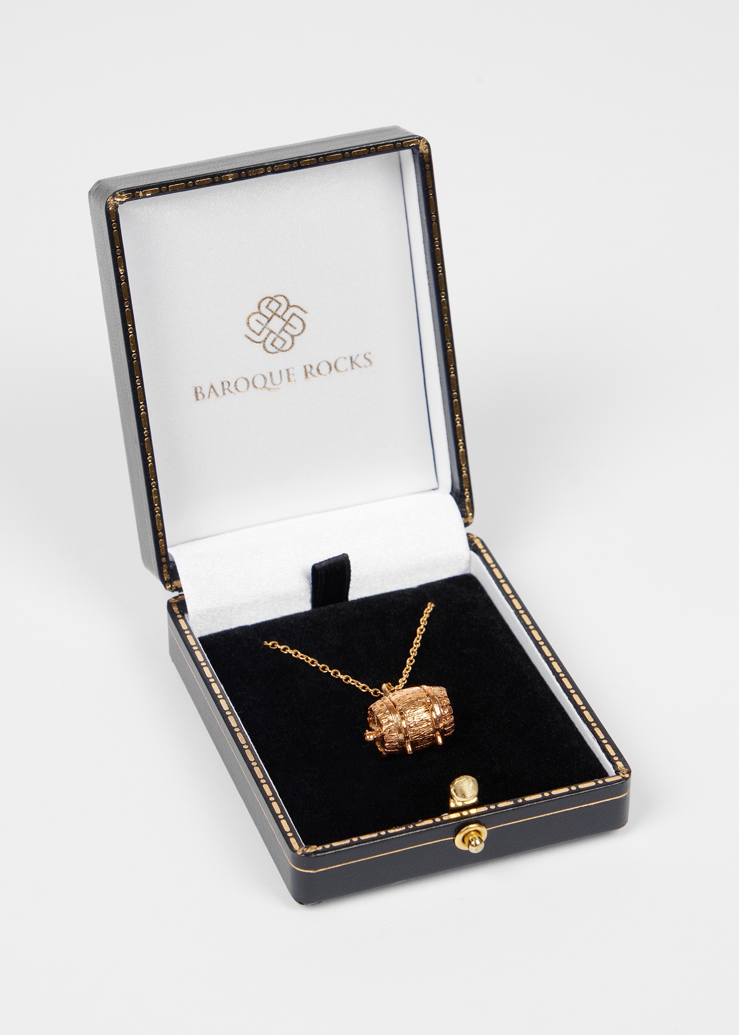 'Articulated Gold Wine Barrel with Man & Bottle' Necklace by Baroque Rocks - 5