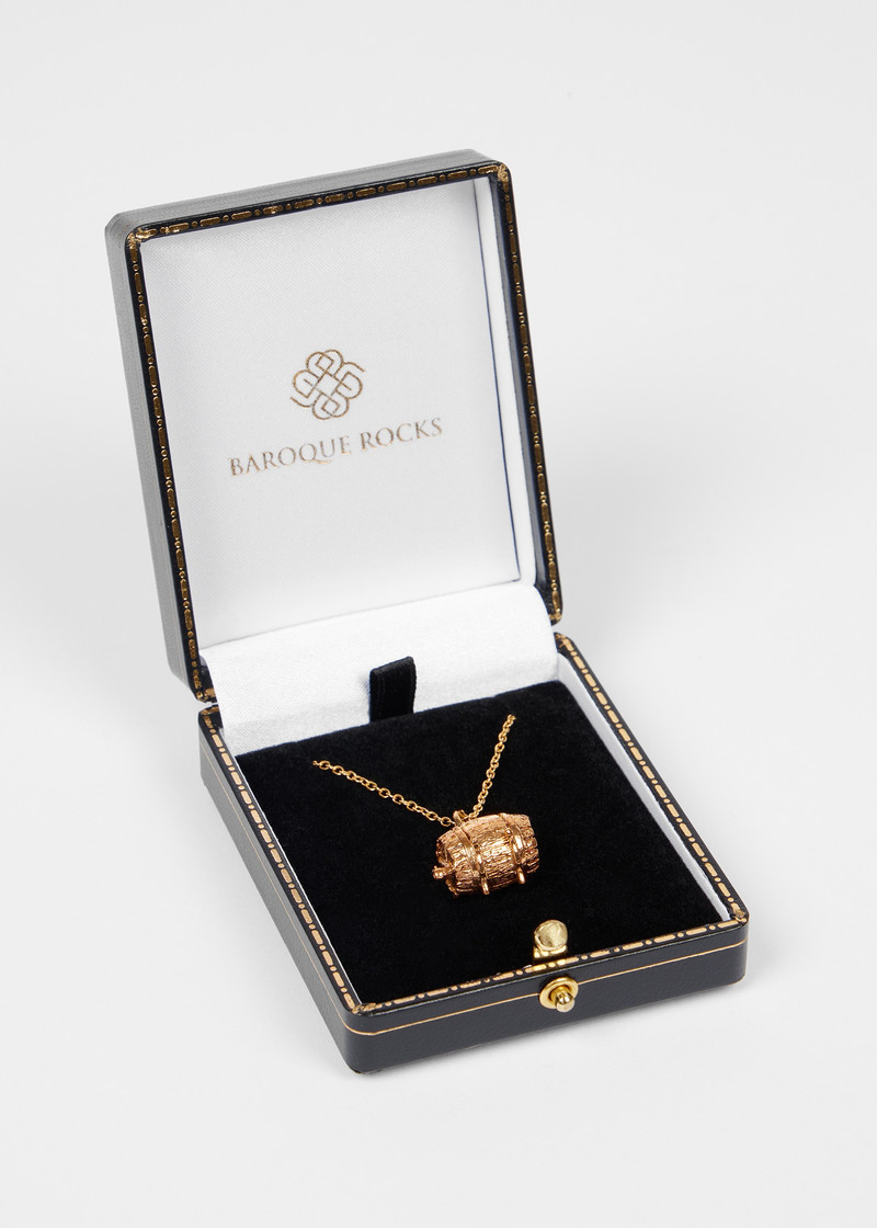 'Articulated Gold Wine Barrel with Man & Bottle' Necklace by Baroque Rocks 5