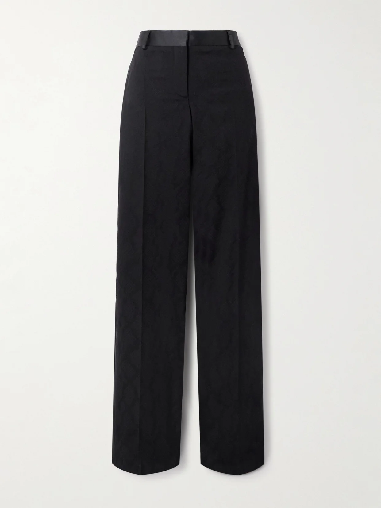Satin-trimmed Wool-jjacquard Pants - 1