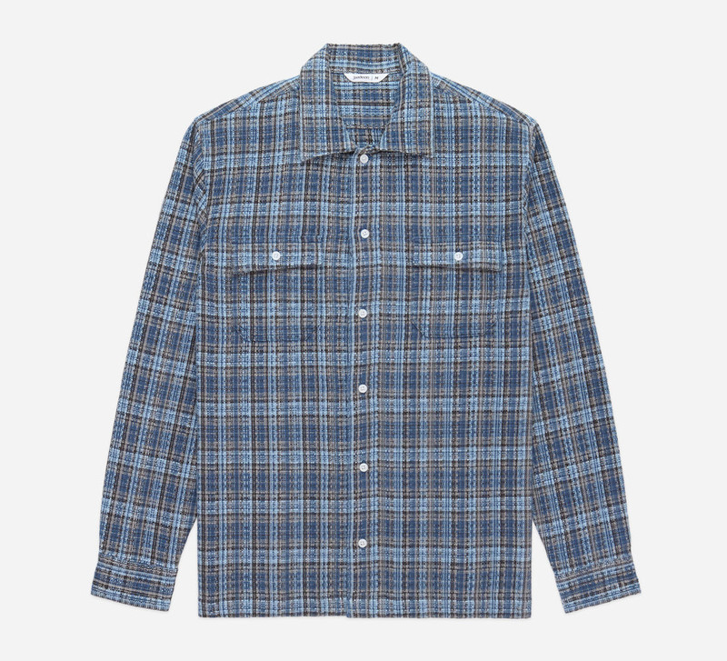 Camp Shirt - Blue Dobby Plaid - 1