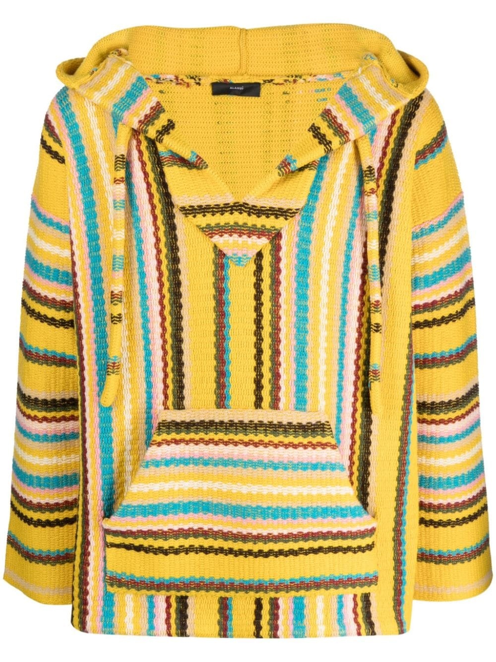 stripe-detailing V-neck hoodie - 1