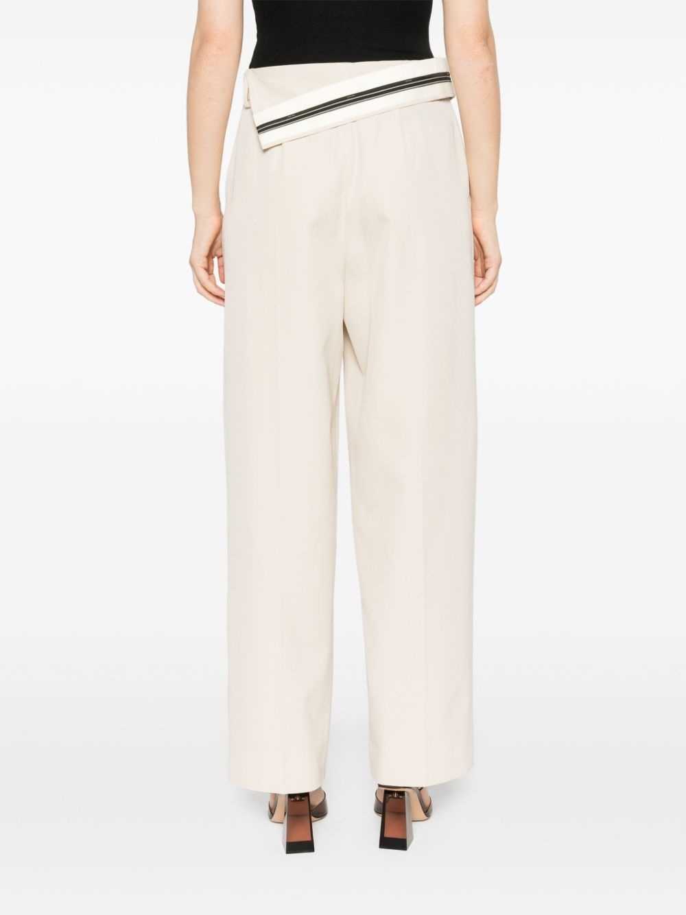 foldover waist gabardine trousers - 4