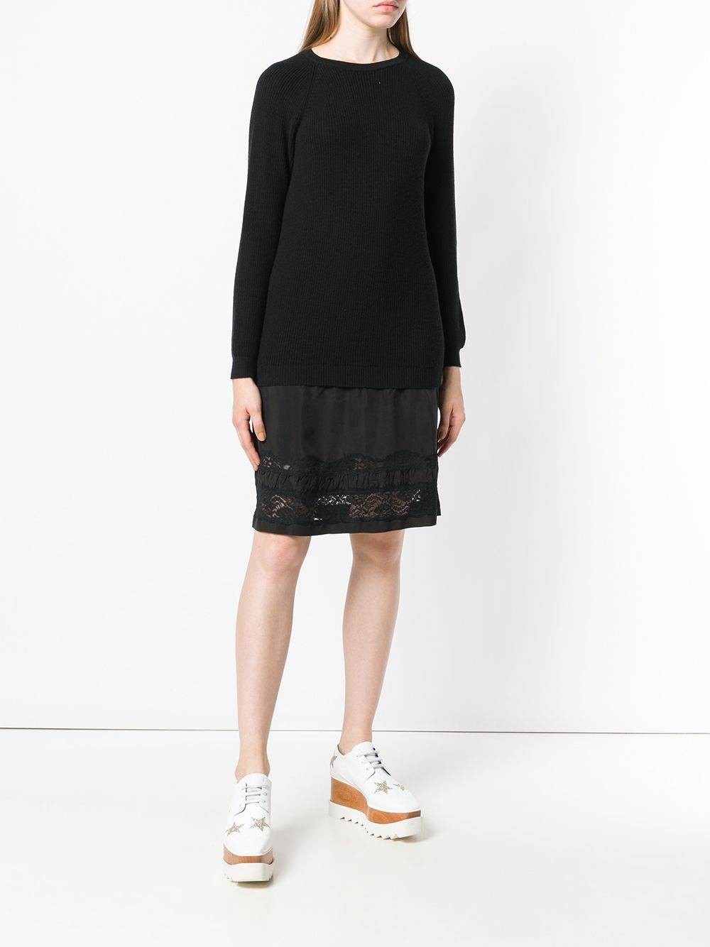 lace-panelled sweater dress - 3