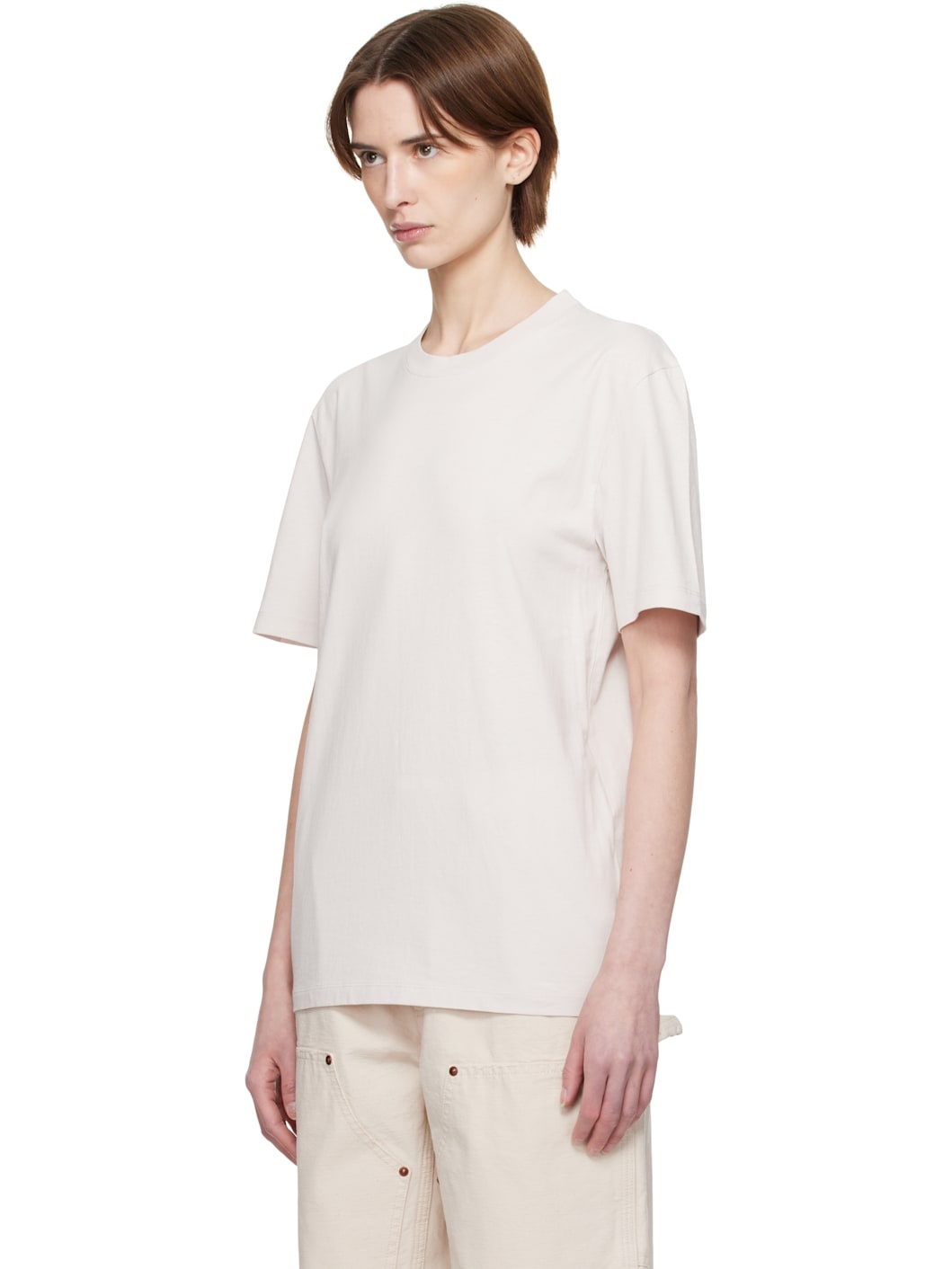 Three-Pack Beige Cotton T-shirts - 5