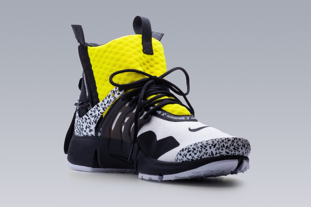 APM2-100 Nike® Air Presto Mid / Acronym® White/Dynamic Yellow/Black ] - 22
