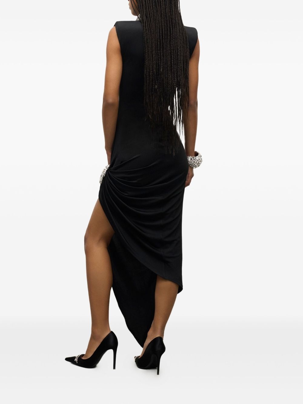 crystal-embellished draped maxi dress - 3