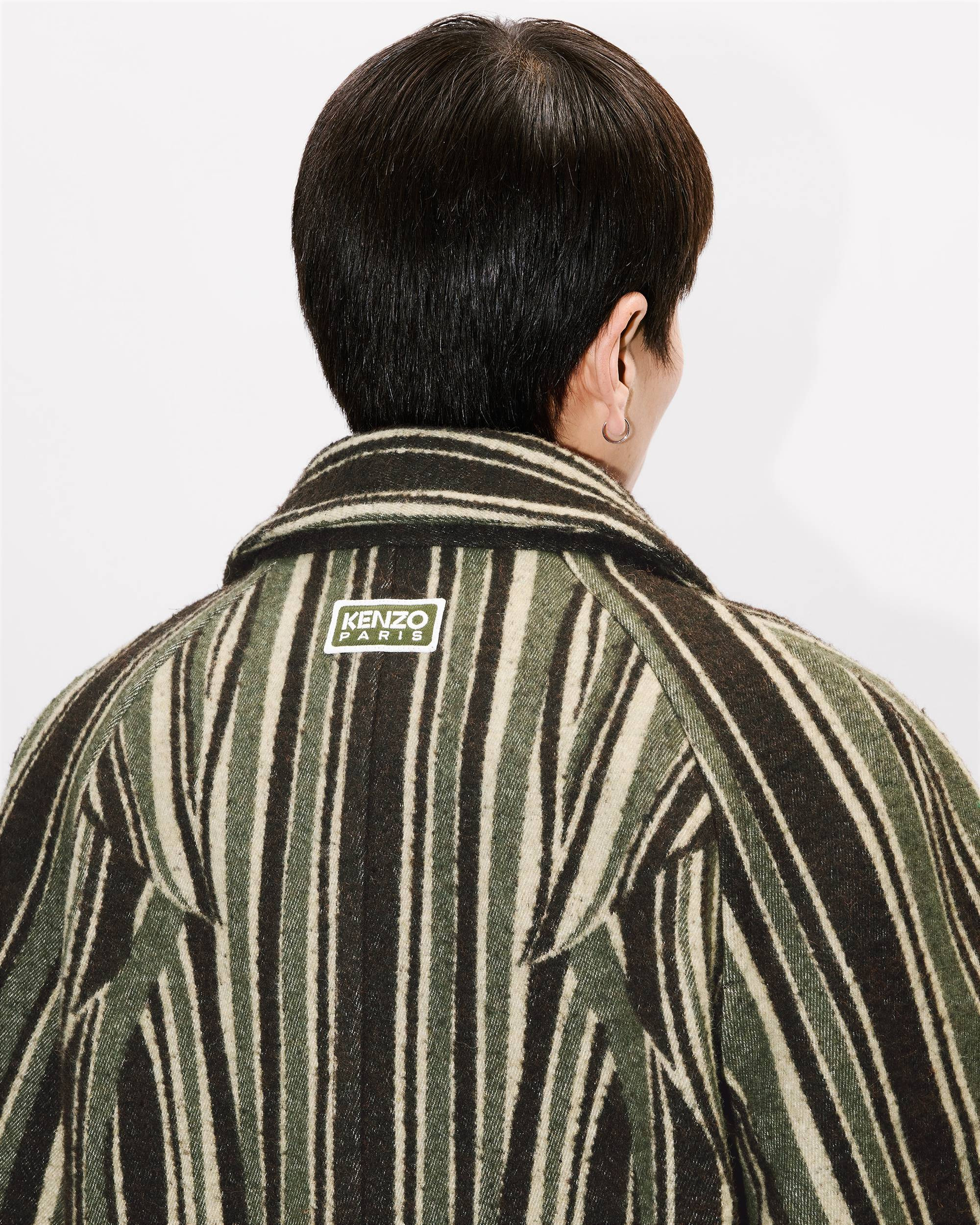 'KENZO Leaf Stripe' coat in cotton wool jacquard - 7