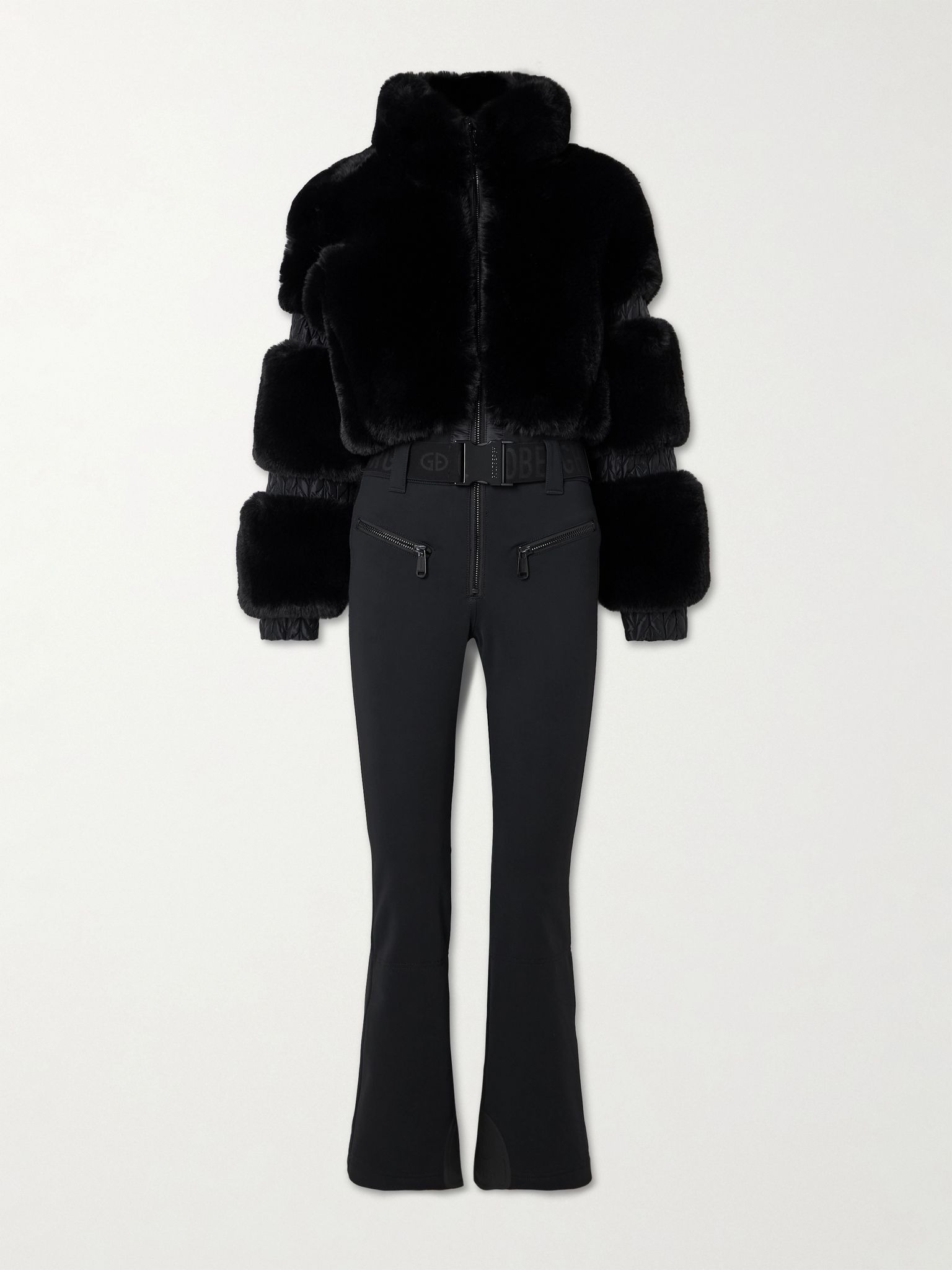 Lieke belted faux-fur ski suit Black - 1