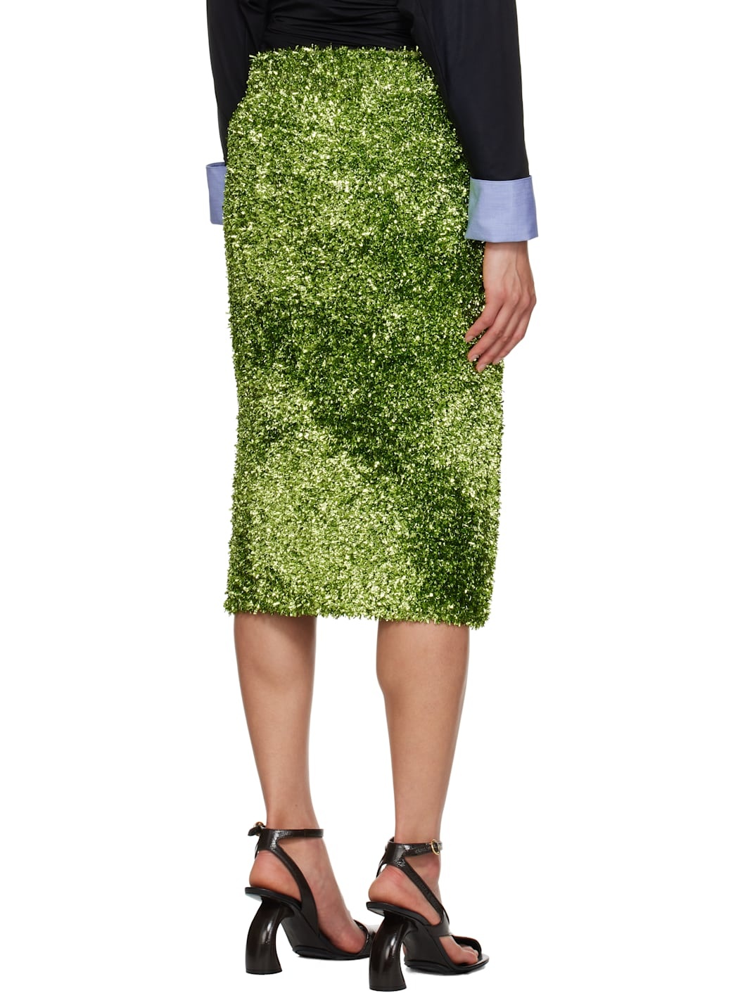 Green Tinsel Midi Skirt - 3