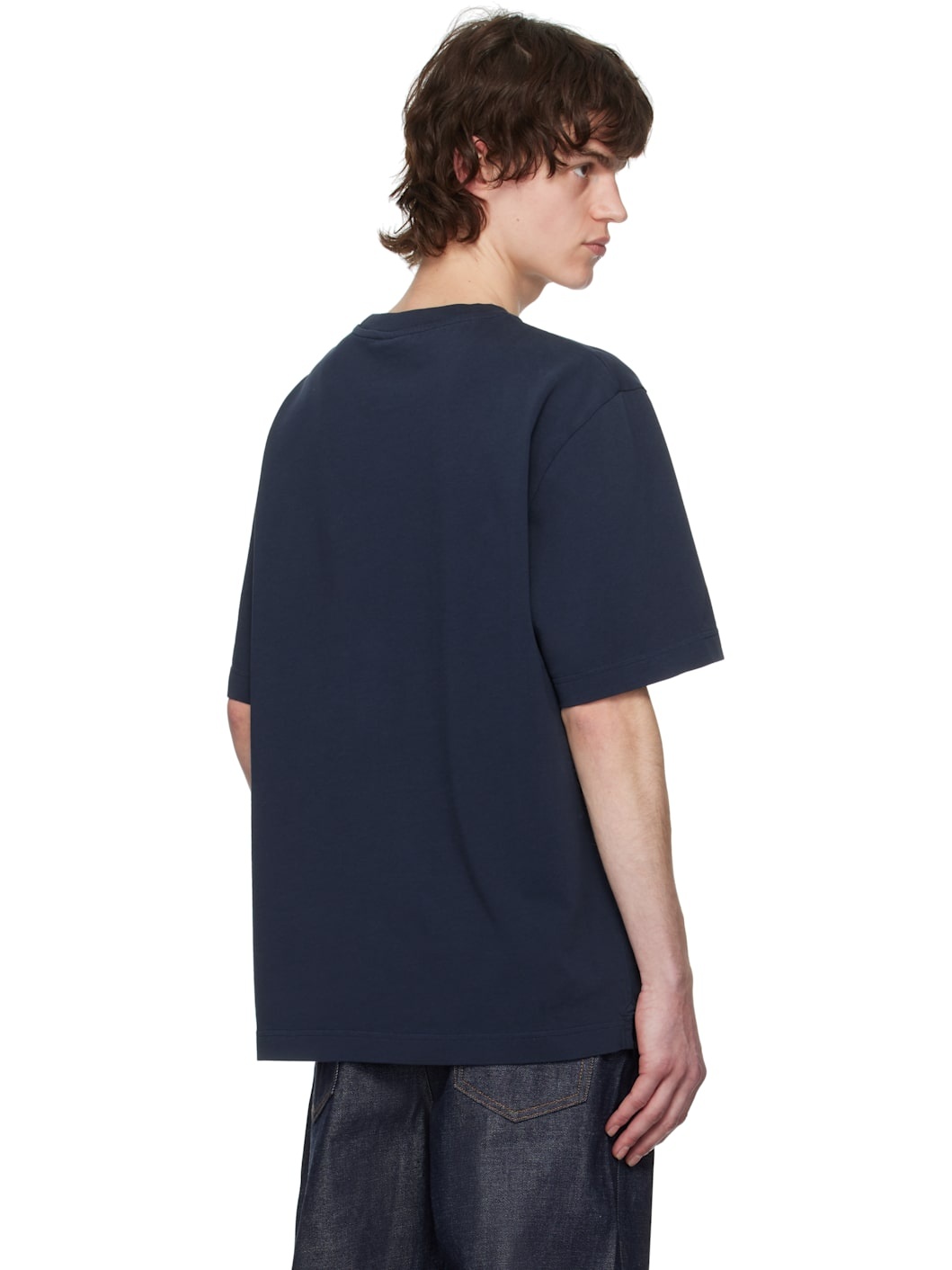 Navy Bold Fox Head Patch Oversize T-shirt - 3