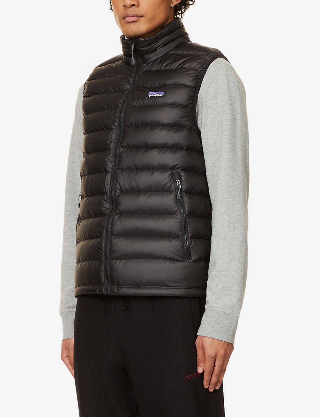 Padded high-neck recycled-polyester-down gilet - 3