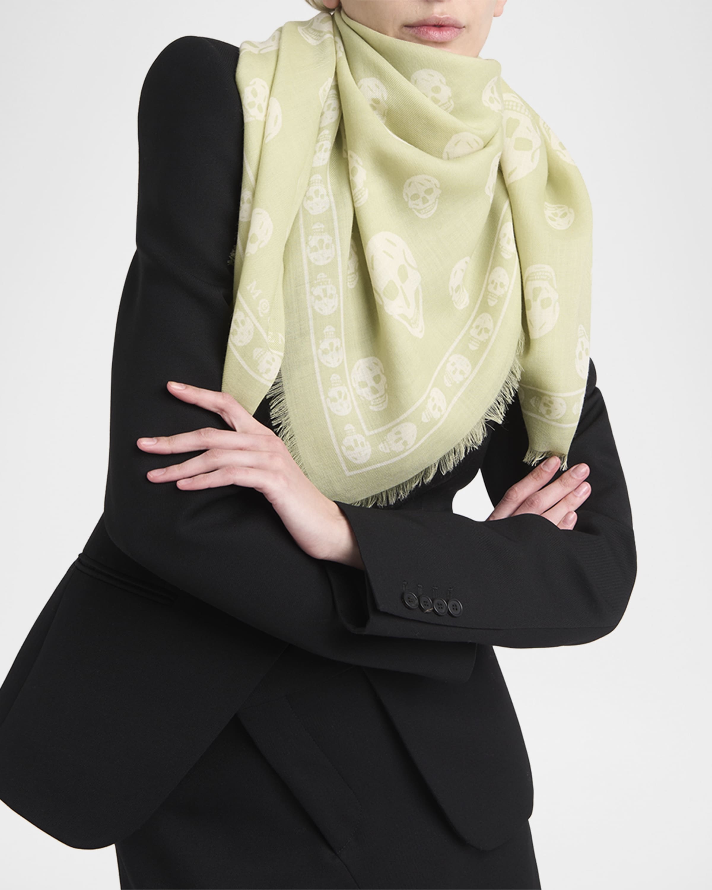 Classic Skull Wool Scarf - 1