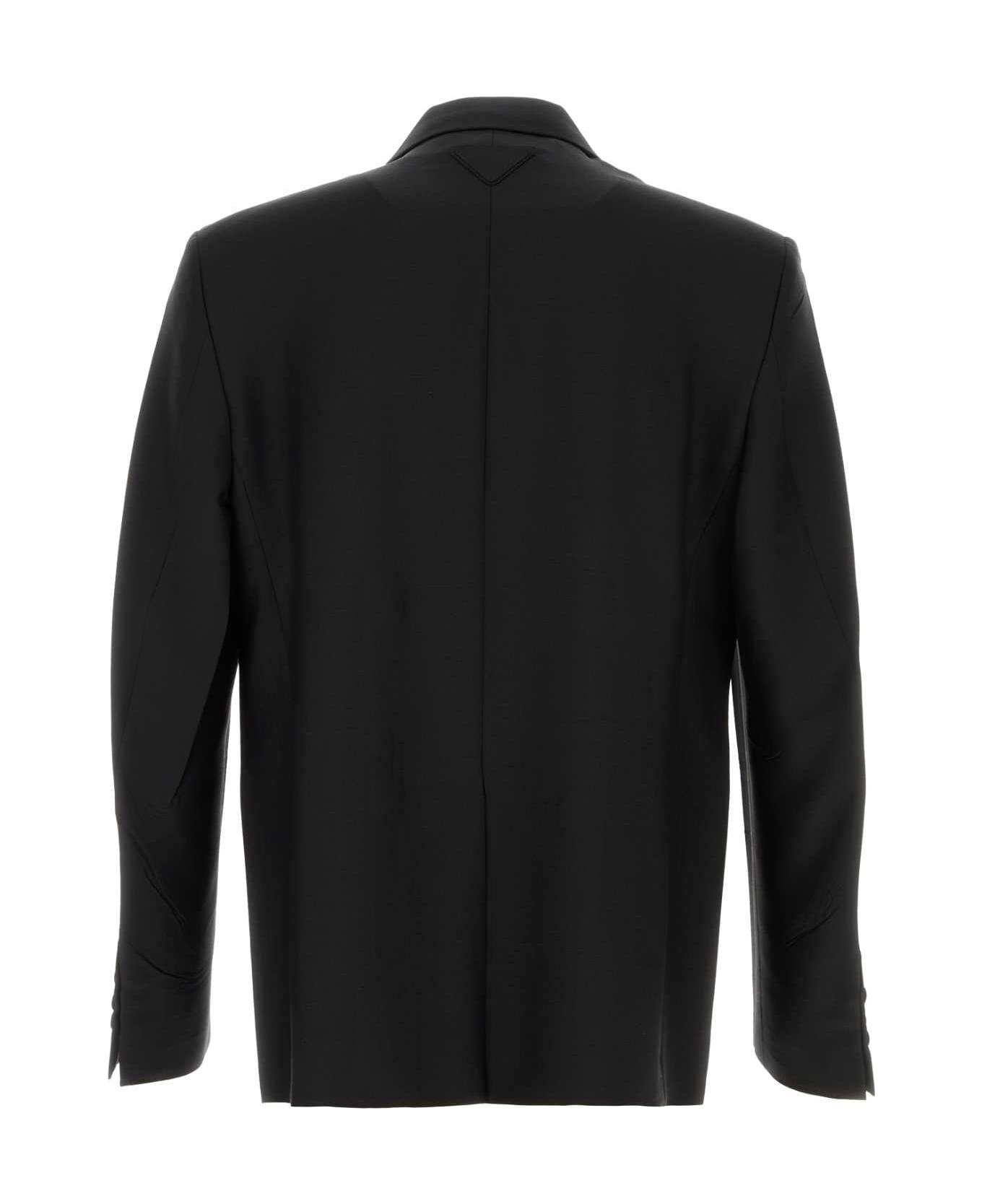Black Mohair Blend Blazer - 2