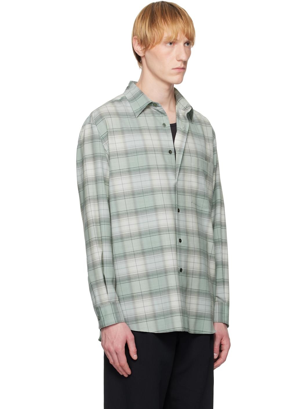 AURALEE Blue Super Light Wool Check Shirt | REVERSIBLE