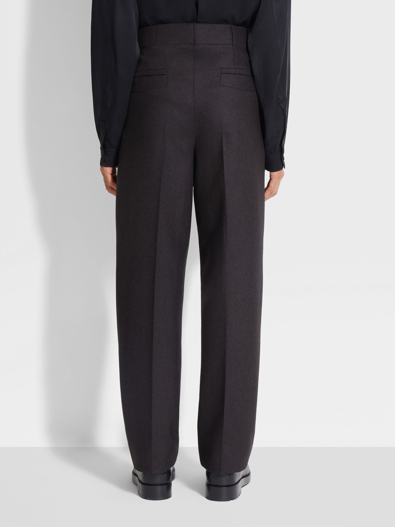 DARK BROWN MÉLANGE WOOL PANTS 6