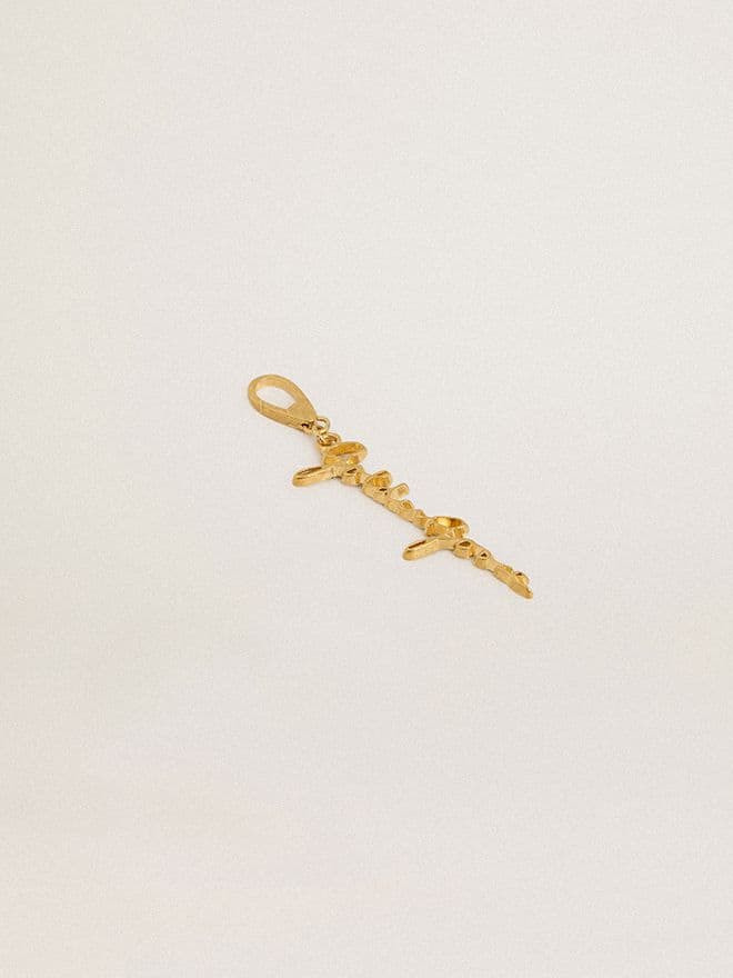 Gold-colored brass charm with Golden Goose signature - 3