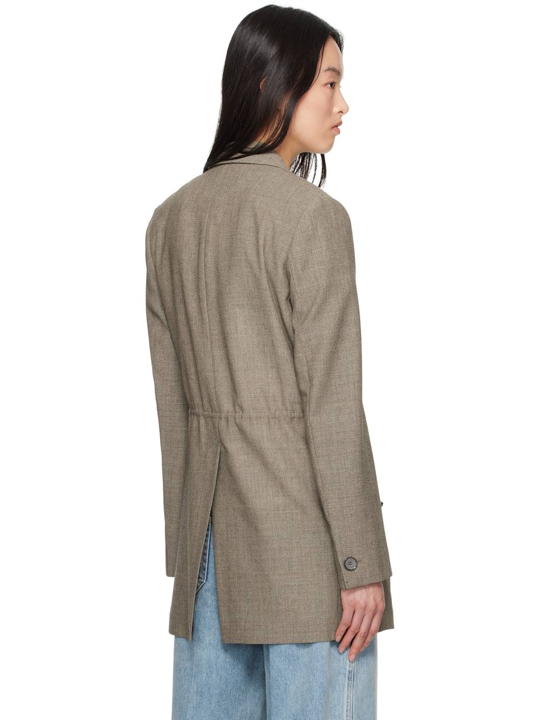 Brown Belted Wool Blazer - 3