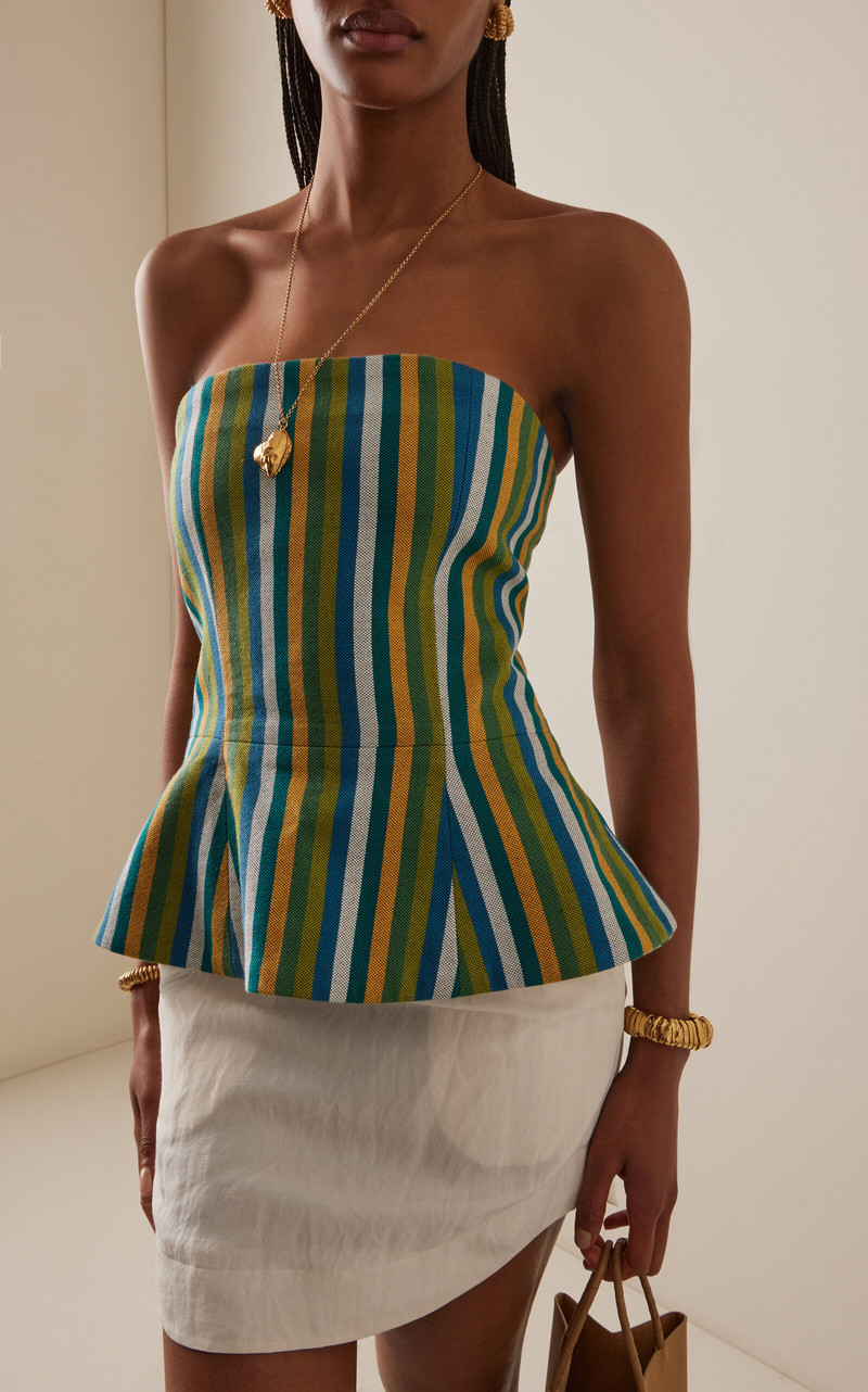MARRAKSHI LIFE Exclusive The Striped Cotton Corset Top green outlook