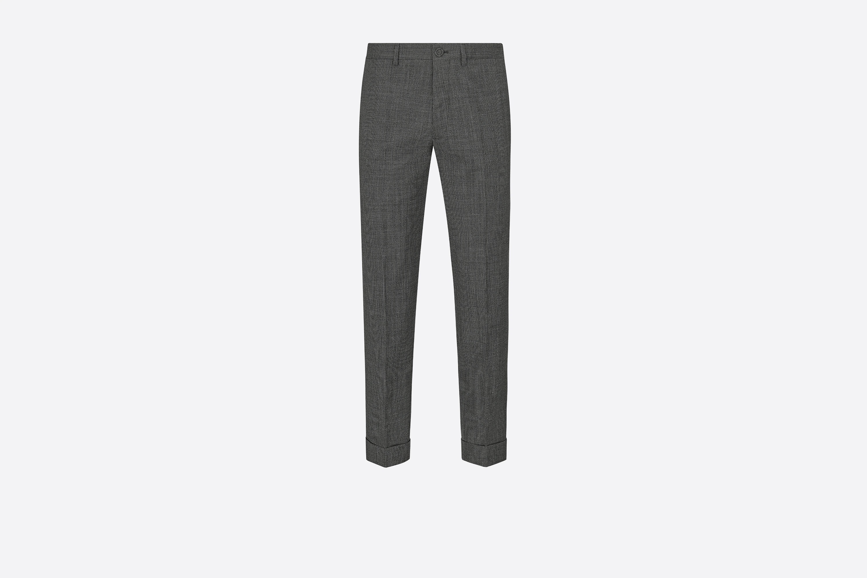 Micro-Houndstooth Tailored Chino Pants with Cuffs - 1