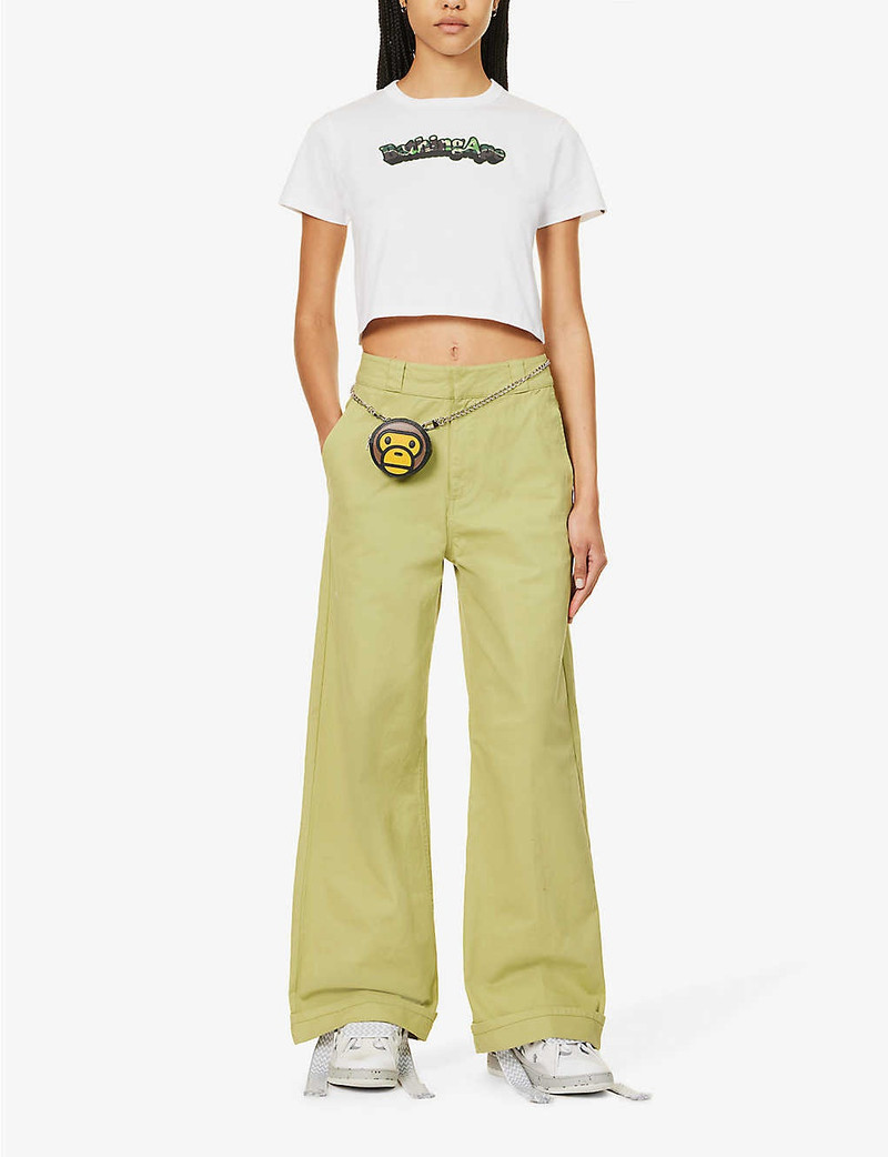 A BATHING APE® Logo-print cropped cotton-jersey T-shirt outlook