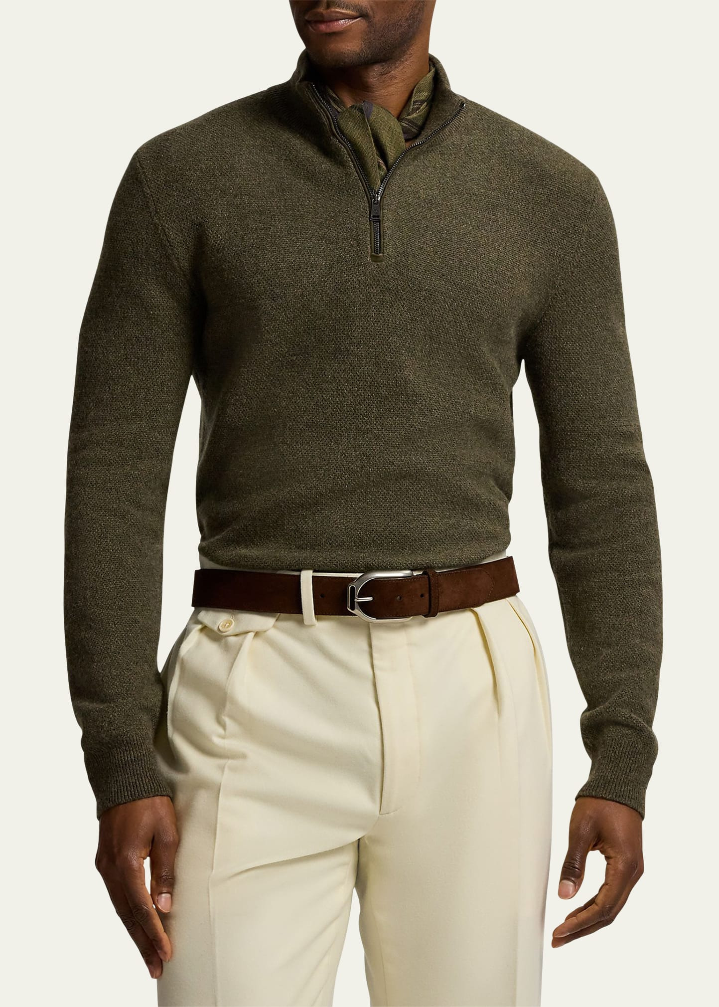 Men's Cashmere Birdseye Quarter-Zip Sweater - 2