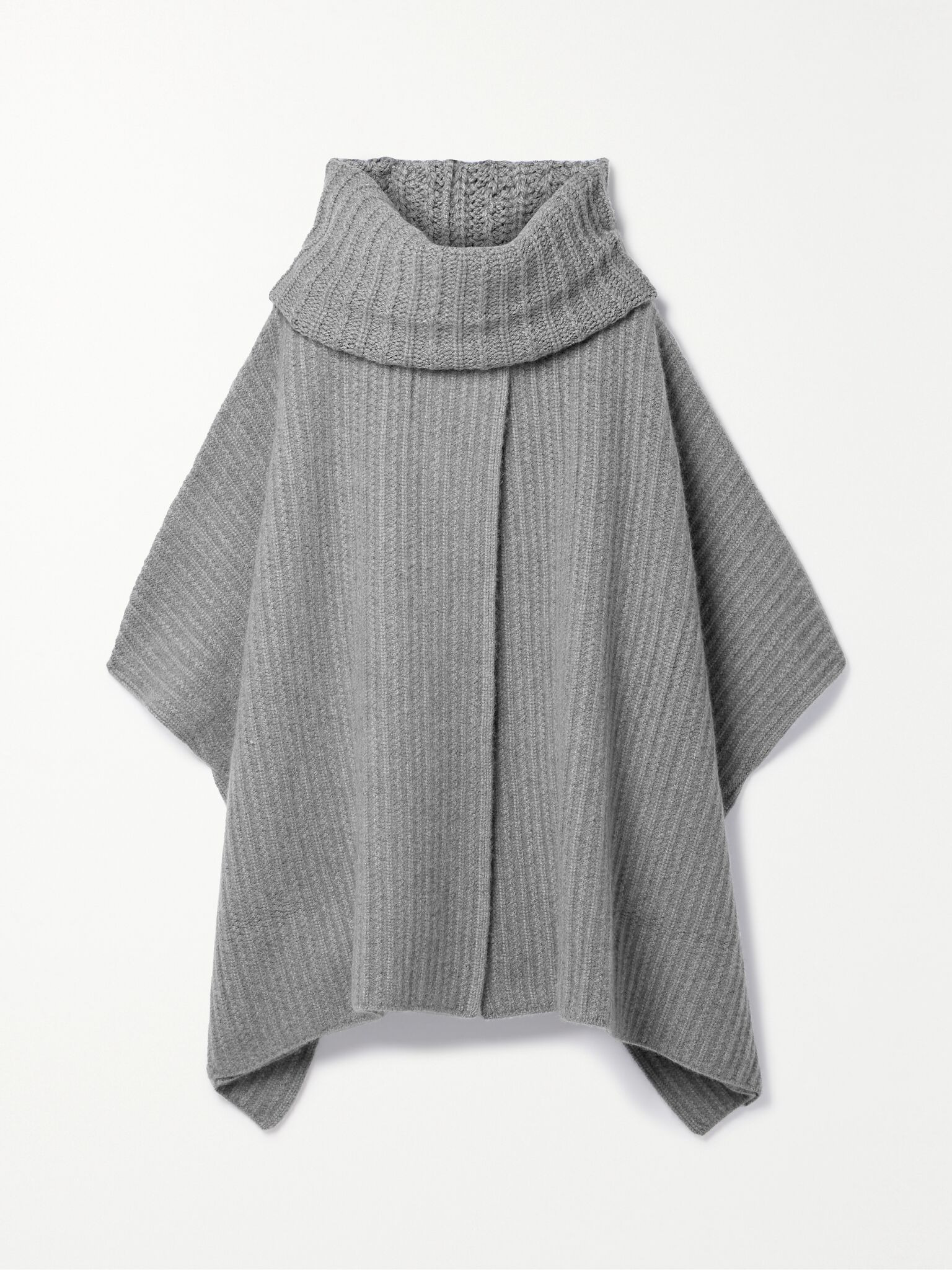 Waipara ribbed-knit turtleneck cashmere cape Gray - 1