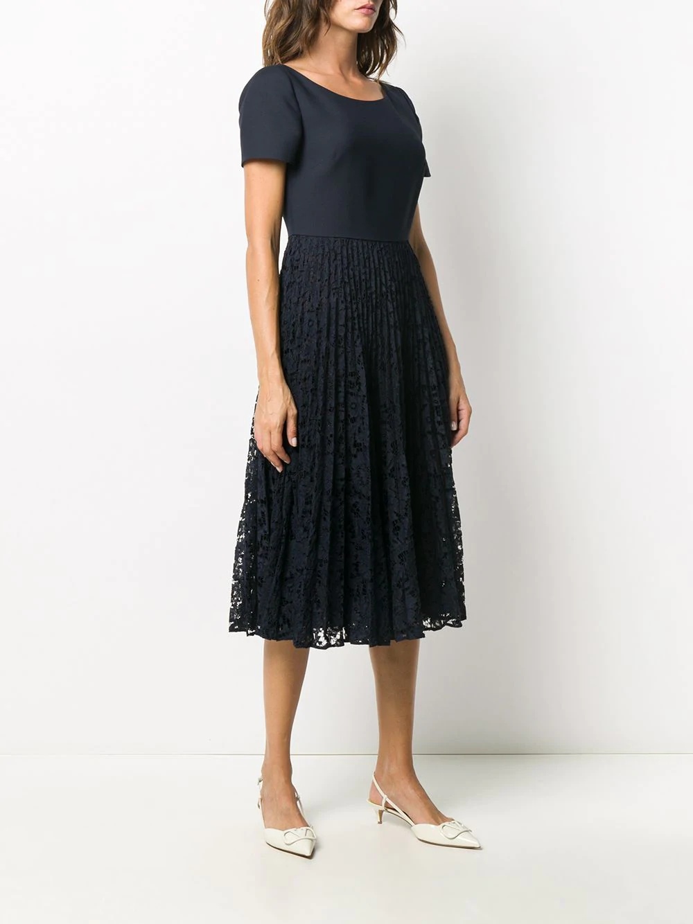 pleated lace-detail dress - 3