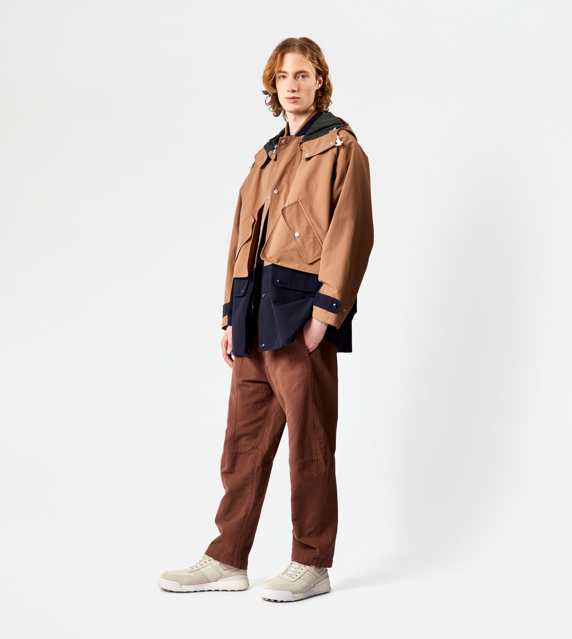 COLOR BLOCK PARKA - BROWN, BLUE - 4