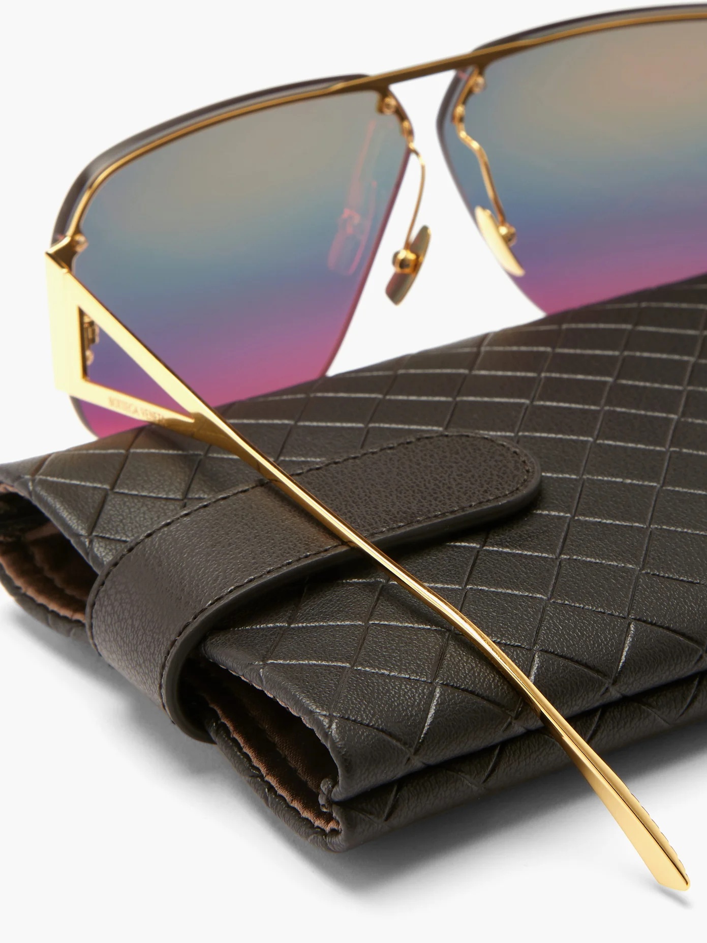 Mirrored triangle-temple aviator metal sunglasses - 5