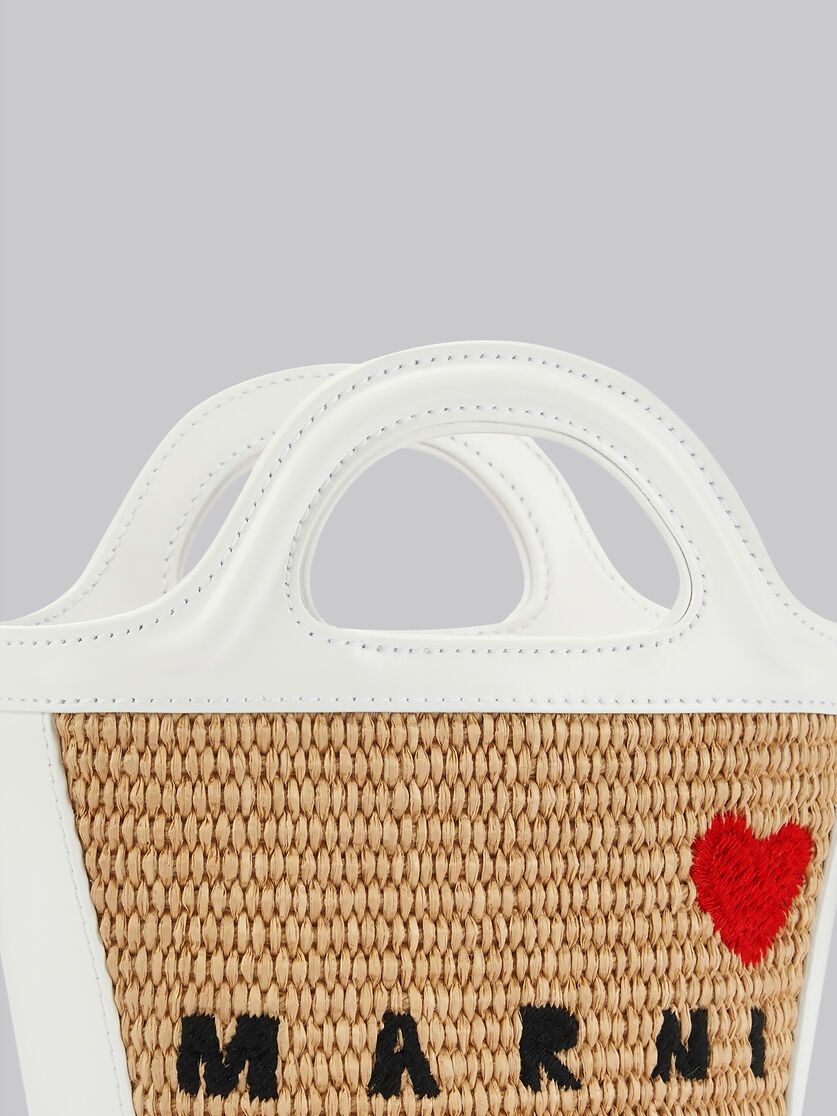 WHITE LEATHER AND RAFFIA TROPICALIA MICRO BAG WITH HEART - 4