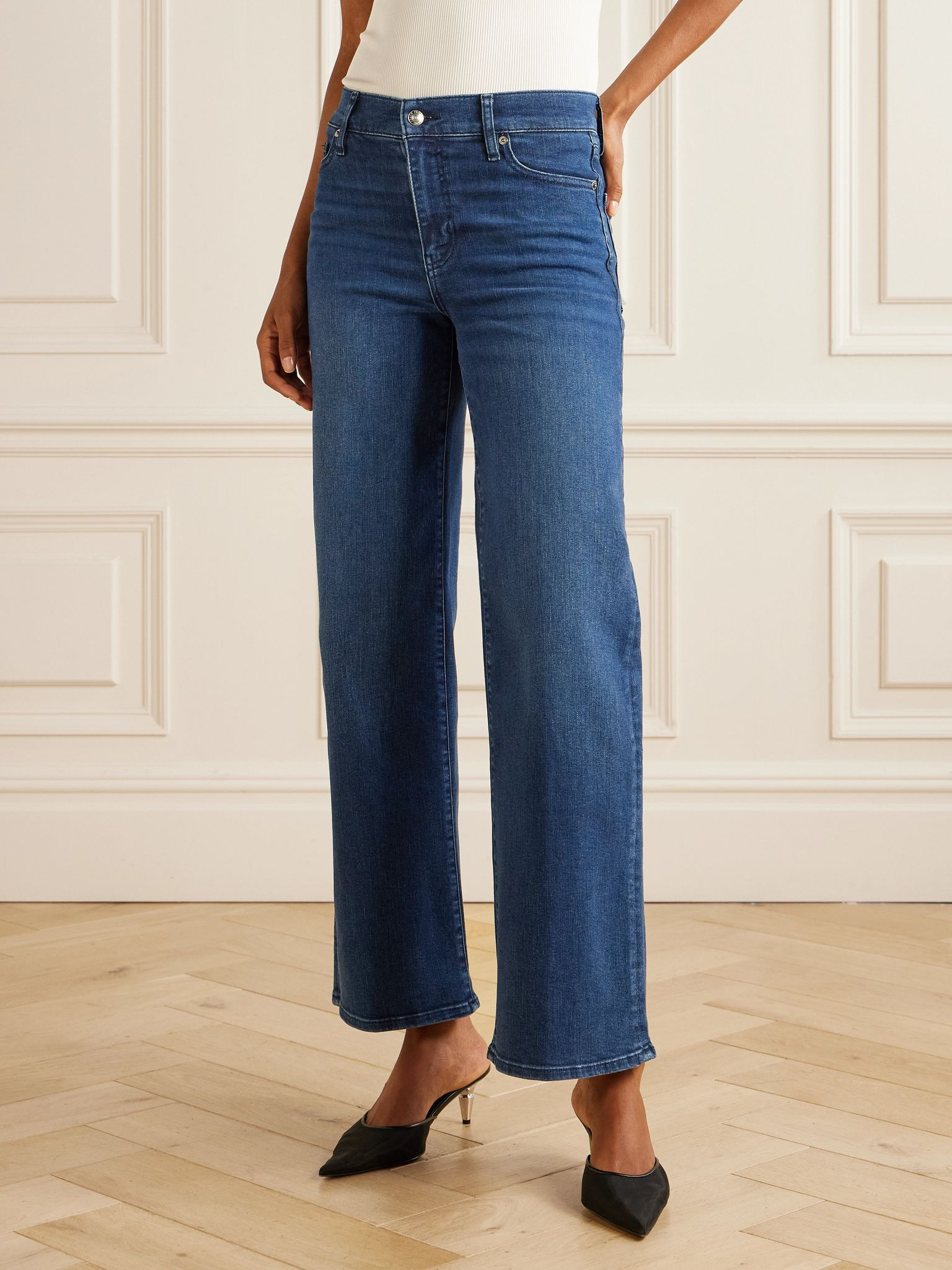 Le Slim Palazzo mid-rise straight-leg jeans Dark denim - 3