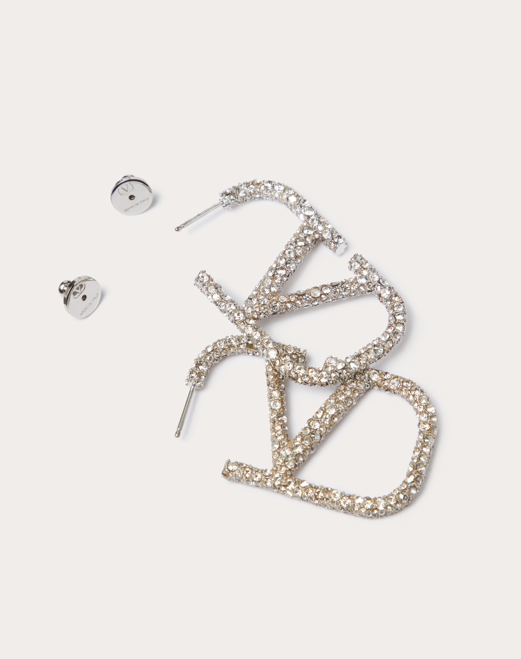 VLOGO SIGNATURE EARRINGS IN METAL AND SWAROVSKI® CRYSTALS. - 4