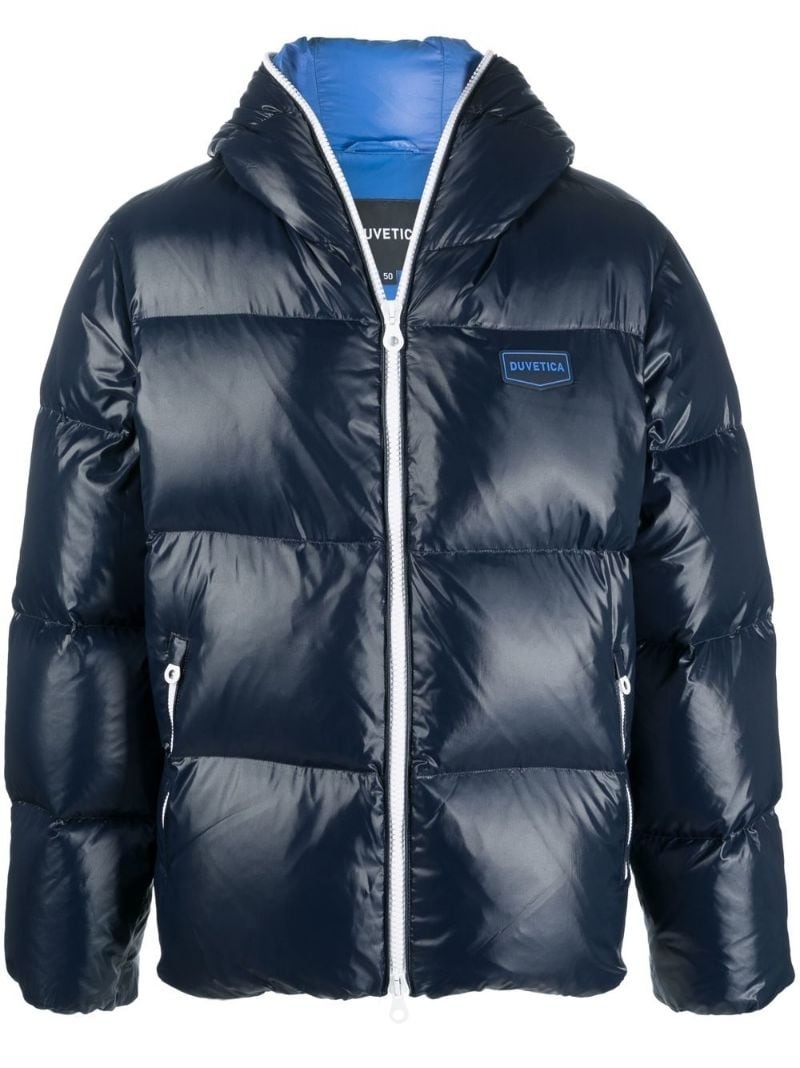logo-patch feather-down puffer jacket - 1