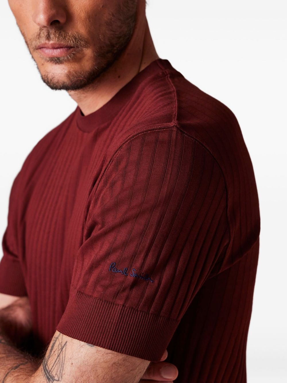 ribbed crew-neck T-shirt - 3